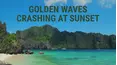 Golden Waves Crashing at Sunset