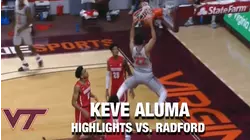 Virginia Tech's Keve Aluma Goes For 19 Points In Hokie Debut