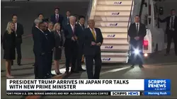 Trump arrives in Japan for talks with new Prime Minister