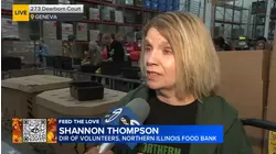 Volunteers at Northern Illinois Food Bank helping Feed The Love