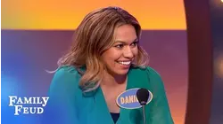 Danielle's "crazy-ass" answer has dad shaking his head! | Family Feud