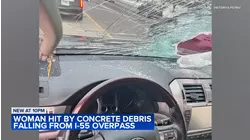 Driver injured after concrete crashes through windshield on I-55