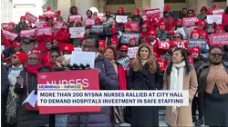 Over 200 NYSNA nurses rally for safe staffing investments at City Hall