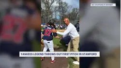 Yankees legend Mariano Rivera throws out first pitch at Stamford Little League's opening day