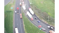 Overturned tractor-trailer snarls traffic near New Jersey Turnpike tolls in Edison