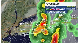 Mostly cloudy skies with sunny breaks today, showers return late tonight