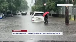 Incoming heavy rain prompts flood watch, travel advisory for NYC