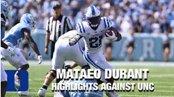 Duke RB Mataeo Durant Highlights Against UNC