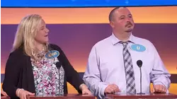 Steve Harvey warns CJ, "Dude, your wife is right there!" | Family Feud