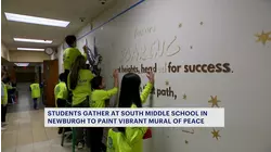Hudson Valley students paint mural for peace at Newburgh's South Middle School
