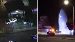 Pickup truck slams into fire hydrant after chase ends in Palmdale