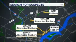 Suspect wanted in string of early morning armed robberies