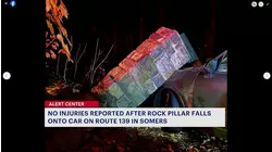 Stone pillar falls on car in Somers, no injuries reported