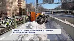 Person hospitalized after DSNY snowplow flips in Windsor Terrace
