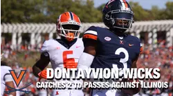 Virginia WR Dontayvion Wicks Catches 2 TD Passes Against Illinois