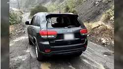 Boulder slams into driver's Jeep during rain in Ojai mountains