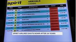 Spirit Airlines says it's going out of business after 34 years and is ending operations immediately