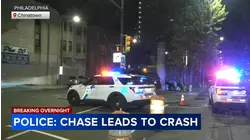 Police chase of stolen vehicle ends with crash in Philadelphia's Chinatown section