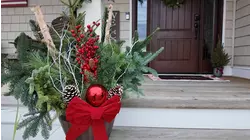 Holiday porch decorating with things around your yard!