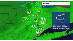 Breezy and cooler with highs in the low 60s