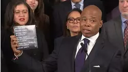 Mayor Adams holds end-of-administration news conference, buries time capsule at City Hall