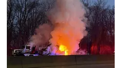 Tractor-trailer fire shuts down I95 southbound in Harrison
