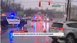 All lanes shut down on Route 35 Eatontown after utility pole falls