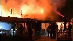 Heavy flames cause part of Syosset home to collapse