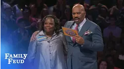 Deborah takes a swing at $20,000! | Family Feud