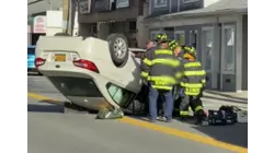 Car flips on Commerce Street in Thornwood, driver suffers minor injuries