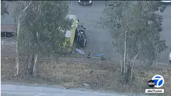 2 dead after car veers off 60 Freeway, crashes into box truck in Jurupa Valley