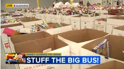 Hundreds of toys donated being sorted for Disney Ultimate Toy Drive