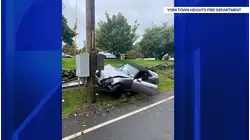 Back-to-back crashes in Yorktown Heights sends one to hospital, leaves another trapped down embankment