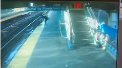 Shocking video shows woman fall onto Market-Frankford Line tracks as bystander comes to the rescue