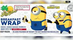 More than 91,000 pounds of burritos pulled from shelves over listeria concerns