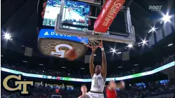 Georgia Tech's Moses Wright Uses His Size To Get The Ball And The Dunk