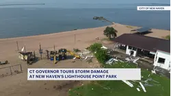 'Big rebuild job.' Gov. Lamont tours storm damage at Lighthouse Point Park in New Haven