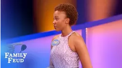 Ashley answers this question... with a question! | Family Feud