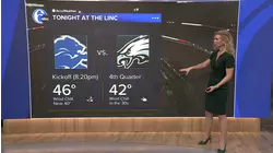 Meteorologist Payton Domschke with the AccuWeather forecast during Action News at Noon on November 16, 2025.