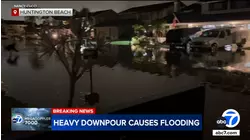 Heavy downpour causes flooding in Huntington Beach