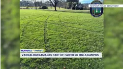 Vandalism damages Fairfield Hills campus field in Newtown