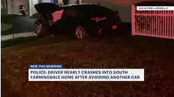 Car swerves and nearly hits house in South Farmingdale