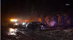 Heavy rain triggers mudslide, highway closure in Angeles National Forest