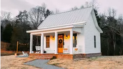 White Farmhouse, Black Cabin