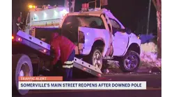 Somerville reopens Main Street after pickup crash damages utility pole