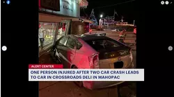 2-car crash sends vehicle into Mahopac deli