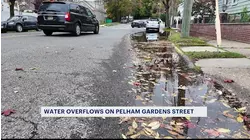 Water overflow takes over Pelham Gardens street