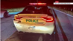 Driver hits patrol car, injures NYS Park Police officer on Palisades Parkway