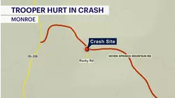 Trooper hospitalized after crash on Seven Springs Mountain Road in Monroe