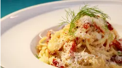 Bucatini, Cornish Hen & Foie Gras, Souffle and Veal